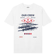 Outrank - T Shirt - Our Crew Makes Moves - White / Navy