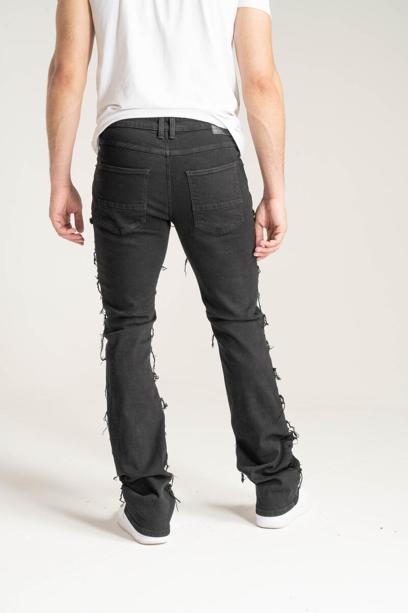 SK STRETCH STACK JEANS WITH FRAYED PATCH MULTI COLORS
