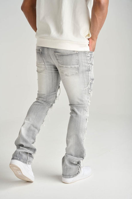 SK STRETCH STACK JEANS WITH FRAYED PATCH MULTI COLORS