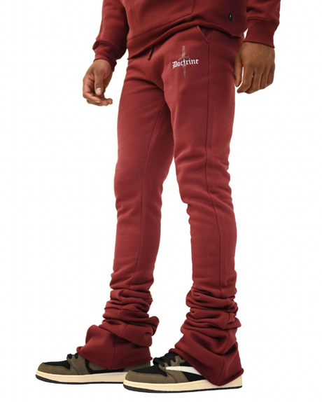 Doctrine - Stacked Sweat Pants - Burgundy