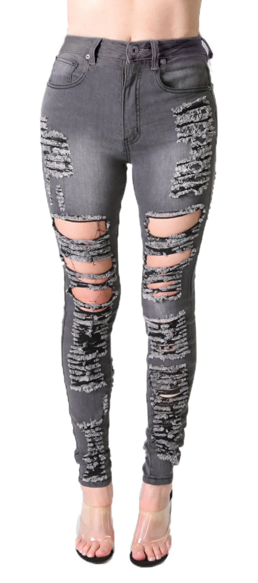 Red Fox - Women Jeans - Distressed - Grey
