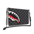 SPRAYGROUND DRIP CHECK SHARK CROSSOVER CLUTCH W/ SHOUDLER STRAP