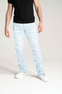 STACK JEANS WITH MULTI RIP & REPAIR LIGHT BLUE