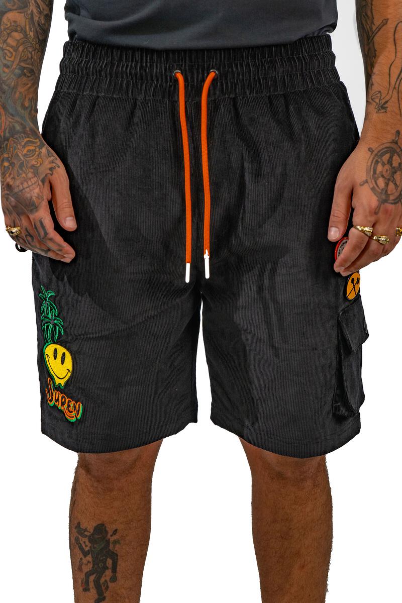 JUREN ALL SMILES CORDUROY SHORTS BLACK