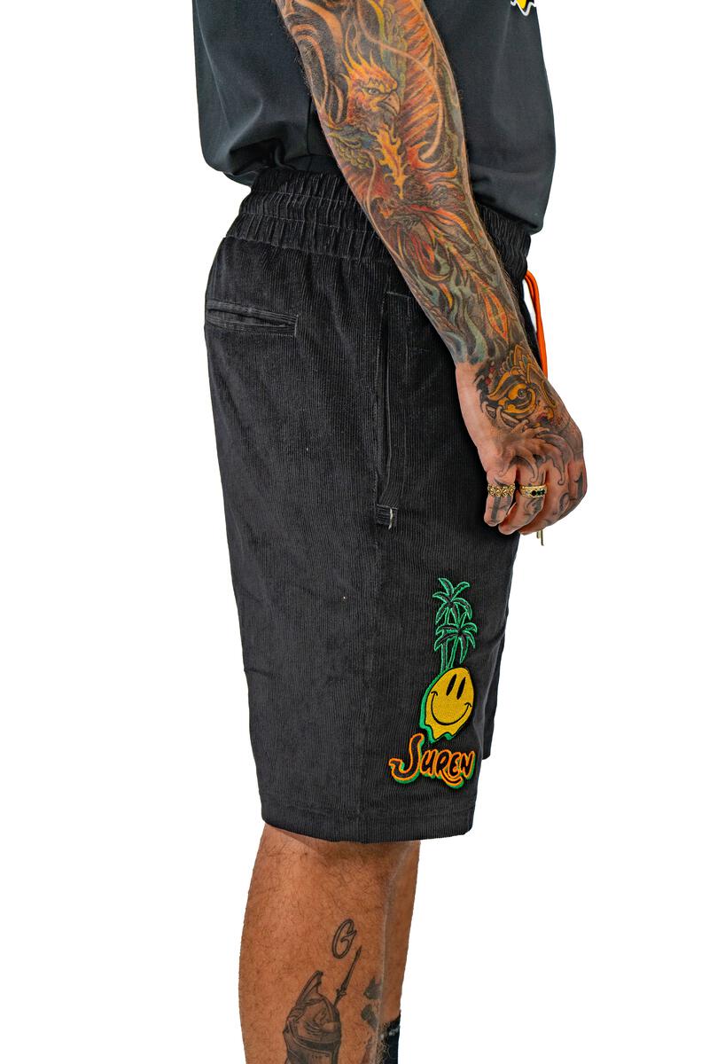 JUREN ALL SMILES CORDUROY SHORTS BLACK