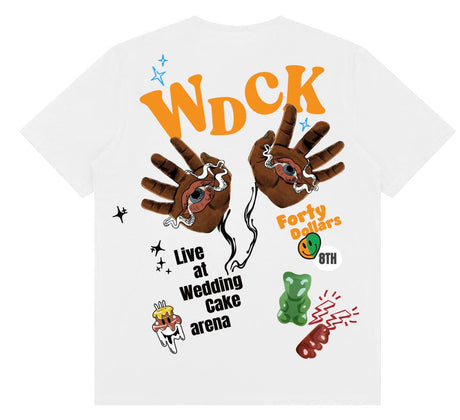 White T-Shirt with Wedding Cake Design