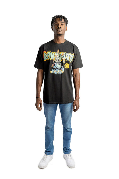 Rawyalty Earth Is Watching T-shirt Black model wearing shirt