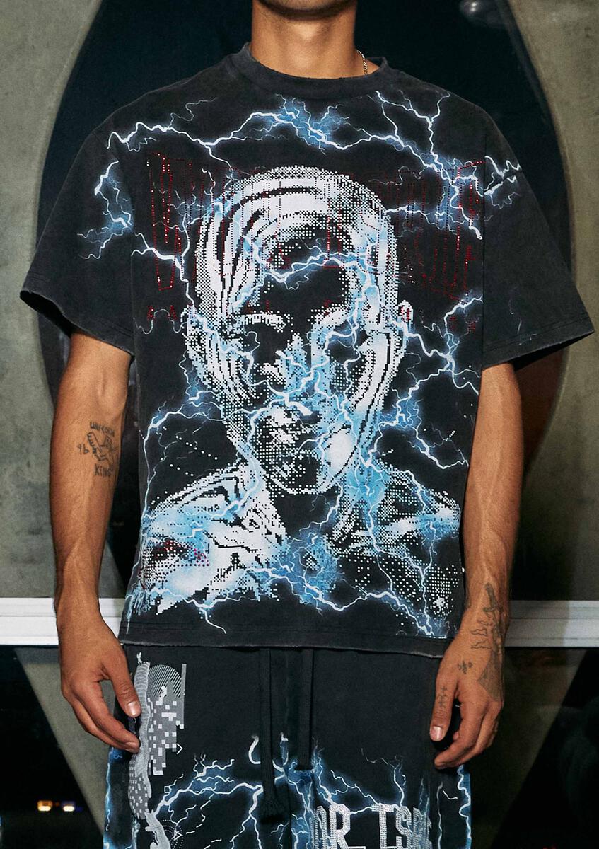 Lounge Set in Black Wash Fabric