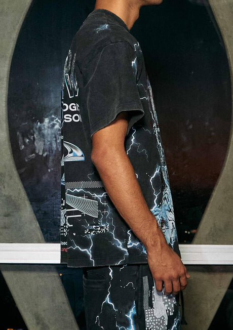 Men's Black Wash Short Set Side View