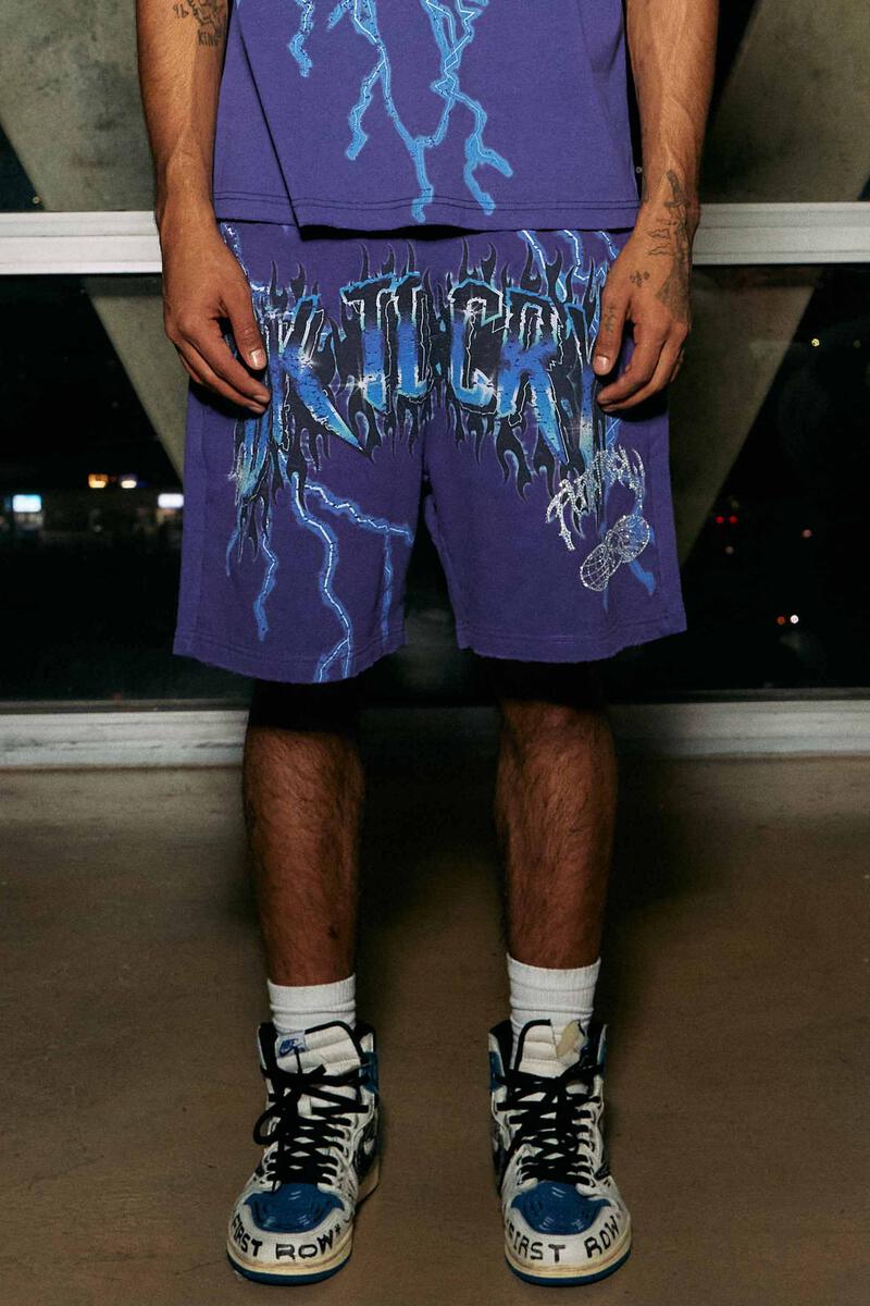 Mad World Purple Shorts Front View