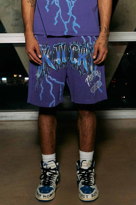 Mad World Purple Shorts Front View