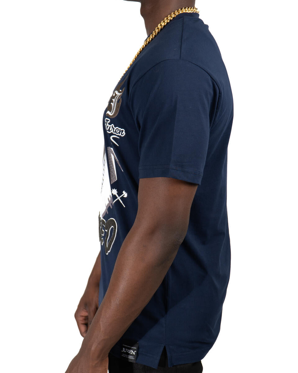 Navy Blue Juren Goat Tee - Side View