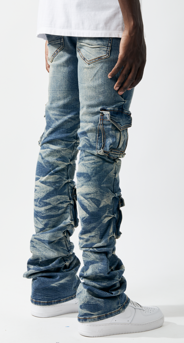 Kindred Stacked Cargo Utility Wax Smoked Jeans Multi Colors