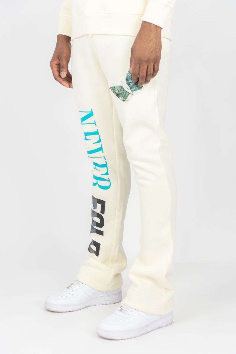 REBEL MINDS STACKED FLEECE PANTS NEVER FOLD CREAM