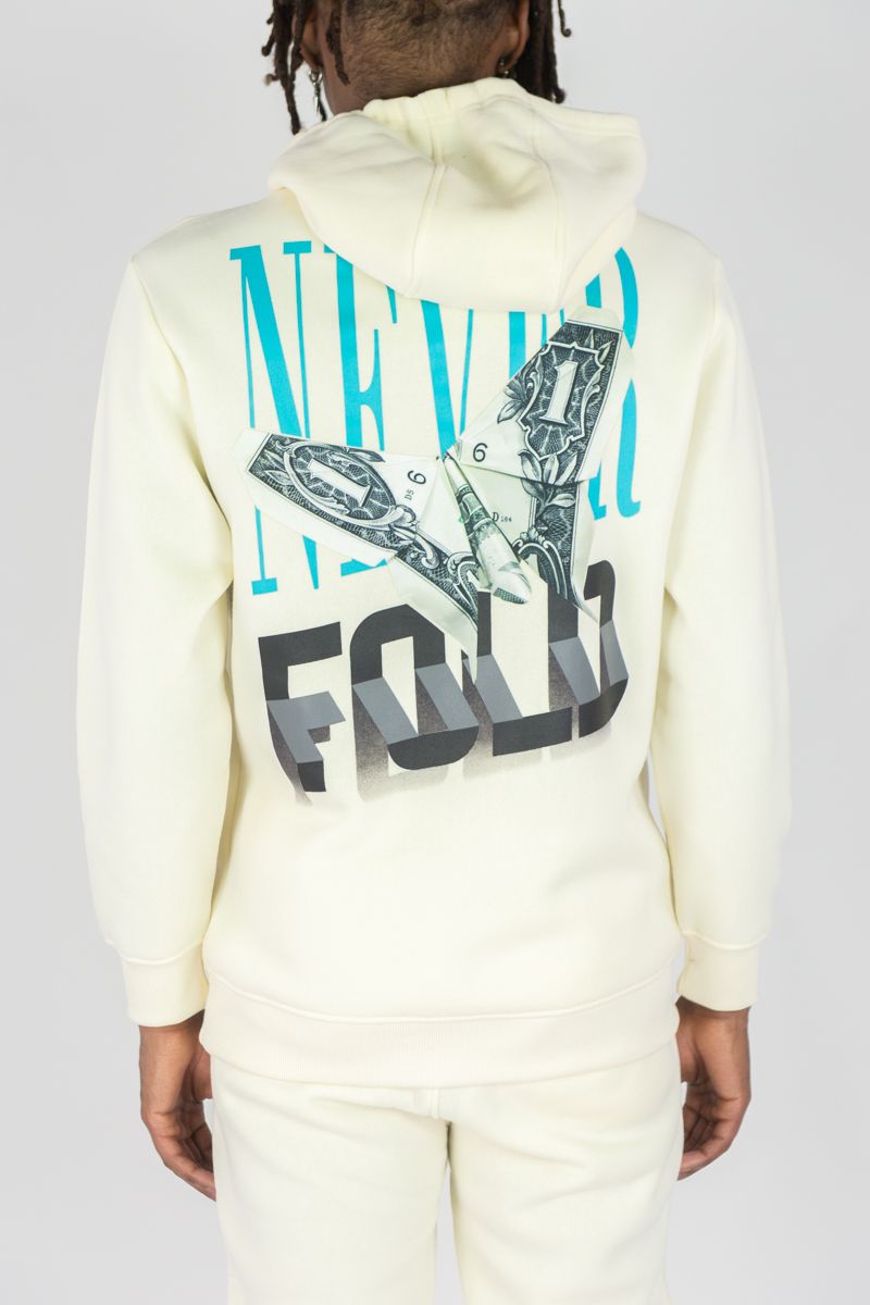 REBEL MINDS FLEECE HOODIE NEVER FOLD CREAM