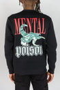 REBEL MINDS FLEECE CREW NECK SWEATER MENTAL POISON BLACK