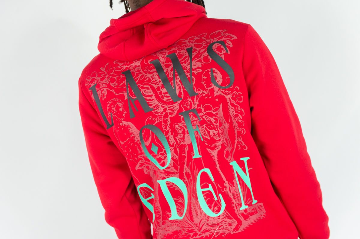 REBEL MINDS FLEECE HOODIE LAWS OF EDEN MULTI COLORS
