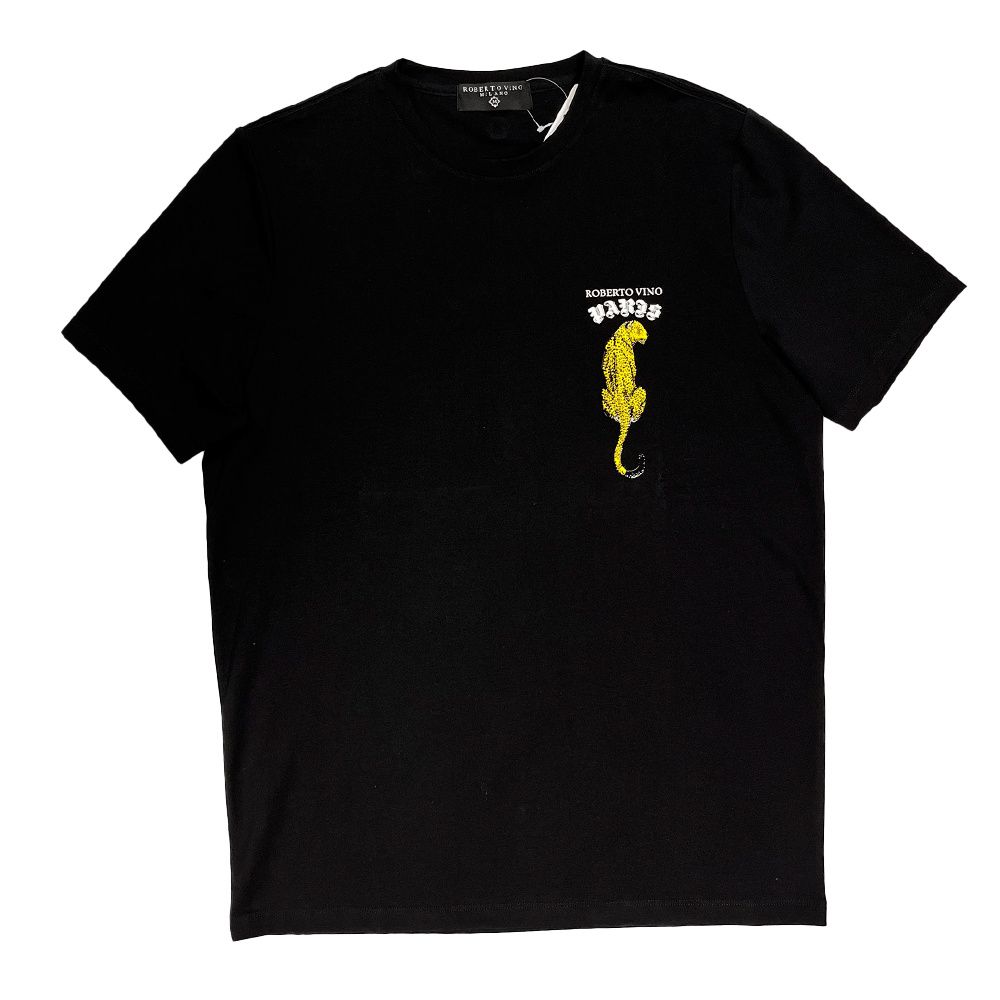 ROBERTO VINO MILANO CHEETAH T-SHIRT BLACK