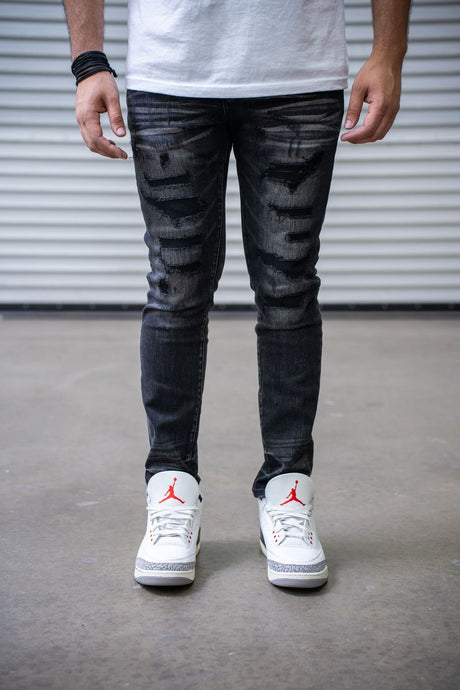 DAMATI ALVARO PREMIUM STRETCH SKINNY FIT DENIM BLACK WASH