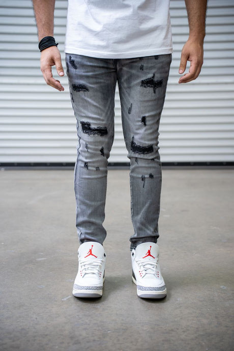 DAMATI TUSCANY PREMIUM STRETCH SKINNY FIT DENIM LIGHT GREY