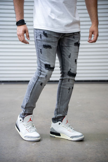 DAMATI TUSCANY PREMIUM STRETCH SKINNY FIT DENIM LIGHT GREY