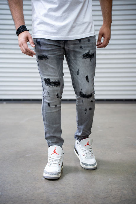 DAMATI TUSCANY PREMIUM STRETCH SKINNY FIT DENIM LIGHT GREY