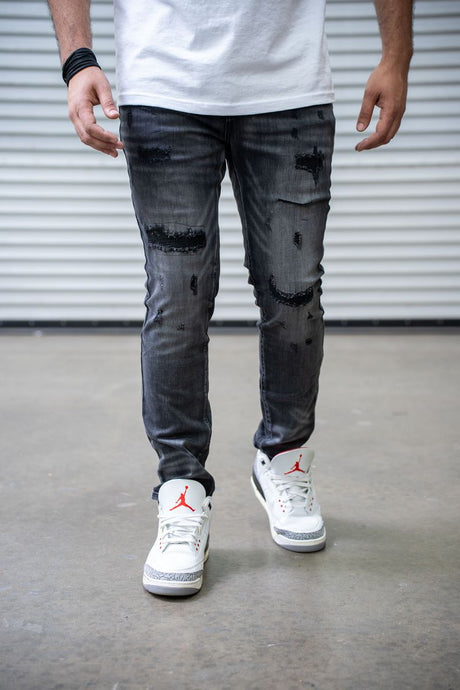 DAMATI TUSCANY PREMIUM STRETCH SKINNY FIT DENIM DARK GREY