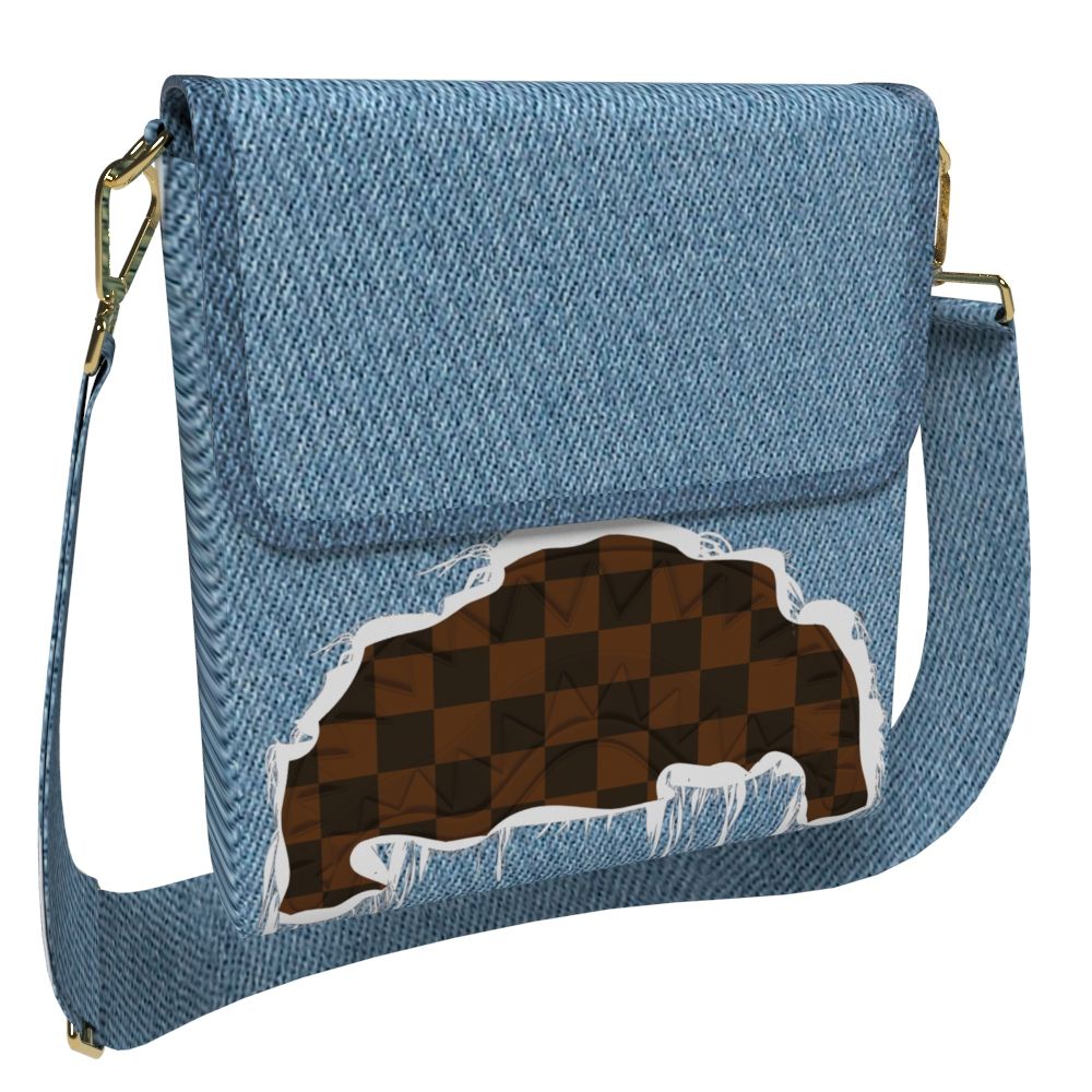 SPRAYGROUND DENIM SHARK MESSENGER SLING