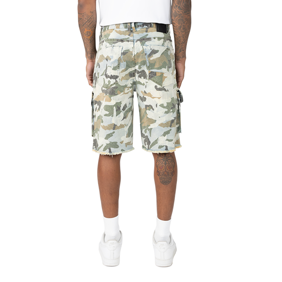 SMOKE RISE CAMO CARGO DENIM SHORT MULTI COLORS