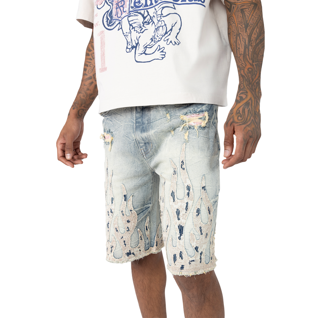 SMOKE RISE FLAME JEANS SHORT MULTI COLOR