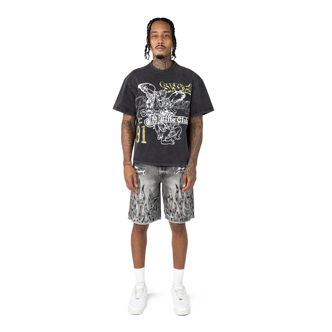 SMOKE RISE FLAME JEANS SHORT MULTI COLOR