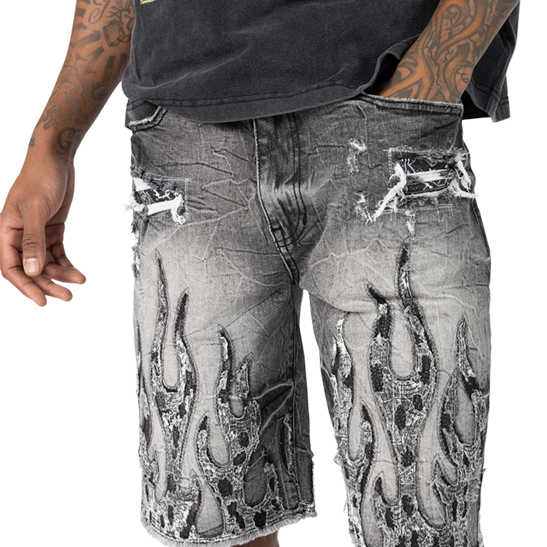SMOKE RISE FLAME JEANS SHORT MULTI COLOR