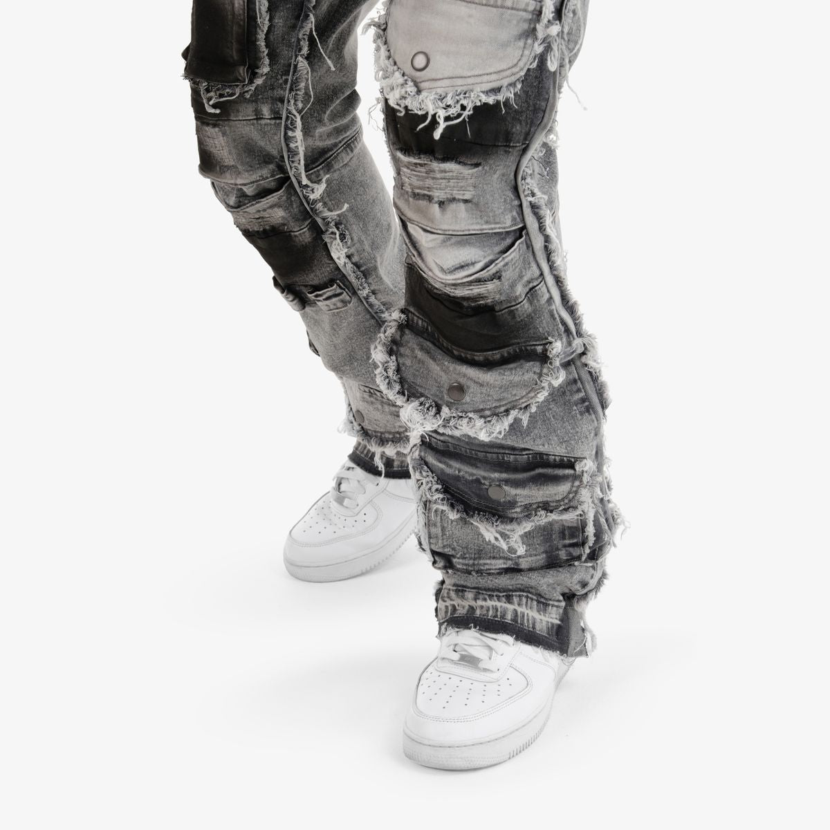 Copper Rivet Cargo Stacked Jeans Multi Colors