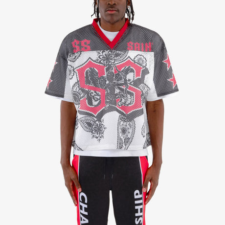 COPPER RIVET OVER SIZE MESH SAINT CROP T-SHIRT MULTI COLORS