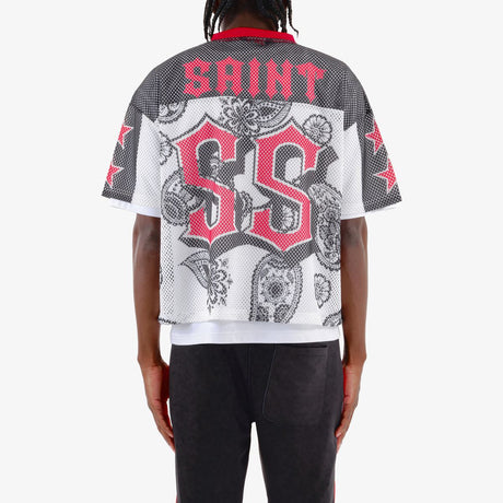 COPPER RIVET OVER SIZE MESH SAINT CROP T-SHIRT MULTI COLORS