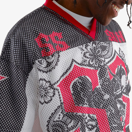 COPPER RIVET OVER SIZE MESH SAINT CROP T-SHIRT MULTI COLORS