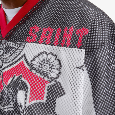 COPPER RIVET OVER SIZE MESH SAINT CROP T-SHIRT MULTI COLORS