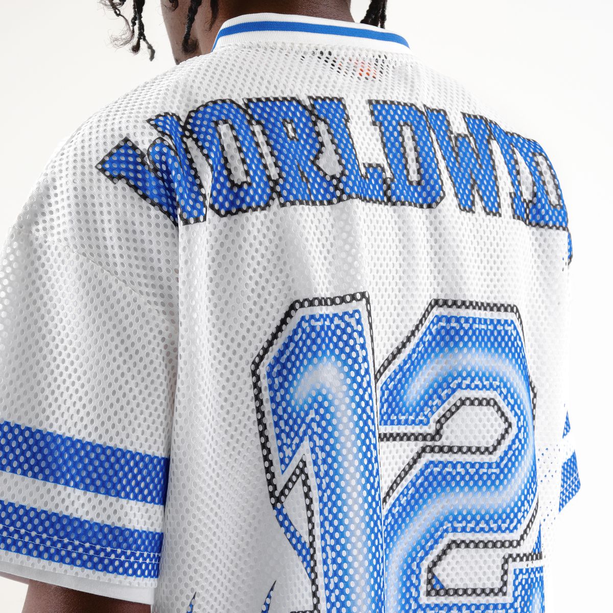 COPPER RIVET OVER SIZE FLAME MESH WORLDWIDE CROP T-SHIRT MULTI COLORS