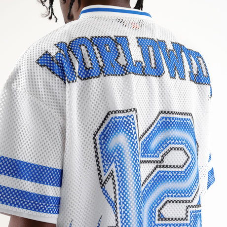 COPPER RIVET OVER SIZE FLAME MESH WORLDWIDE CROP T-SHIRT MULTI COLORS