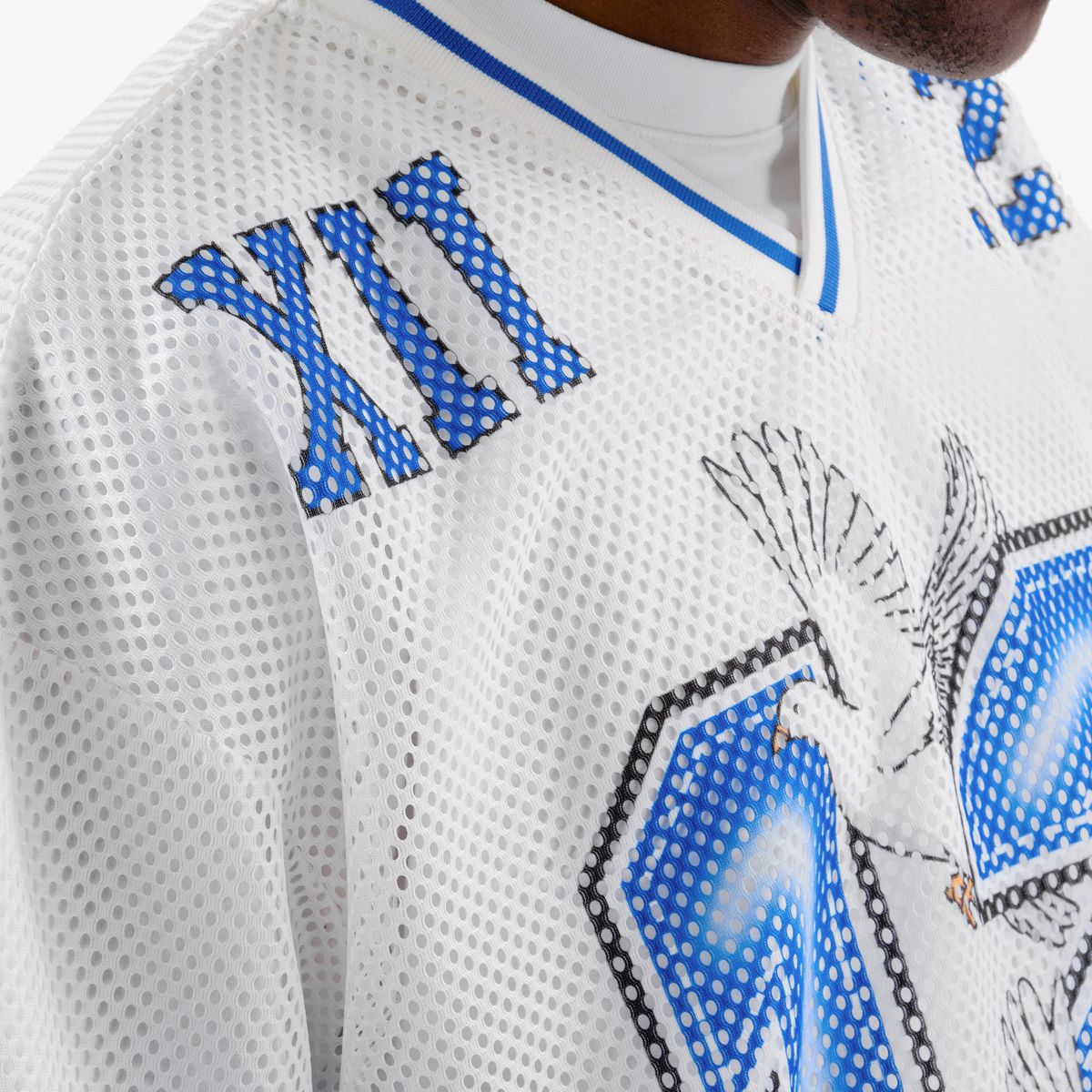 COPPER RIVET OVER SIZE FLAME MESH WORLDWIDE CROP T-SHIRT MULTI COLORS