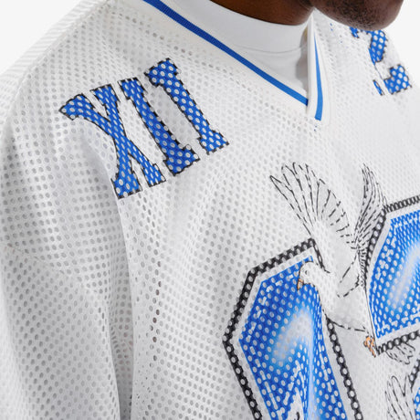 COPPER RIVET OVER SIZE FLAME MESH WORLDWIDE CROP T-SHIRT MULTI COLORS