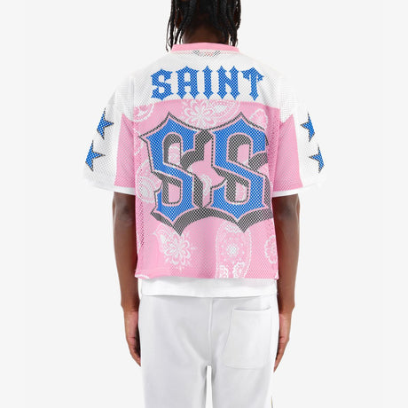 COPPER RIVET OVER SIZE MESH SAINT CROP T-SHIRT MULTI COLORS