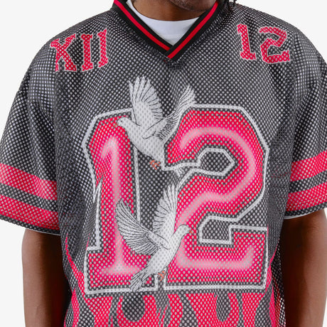 COPPER RIVET OVER SIZE FLAME MESH WORLDWIDE CROP T-SHIRT MULTI COLORS