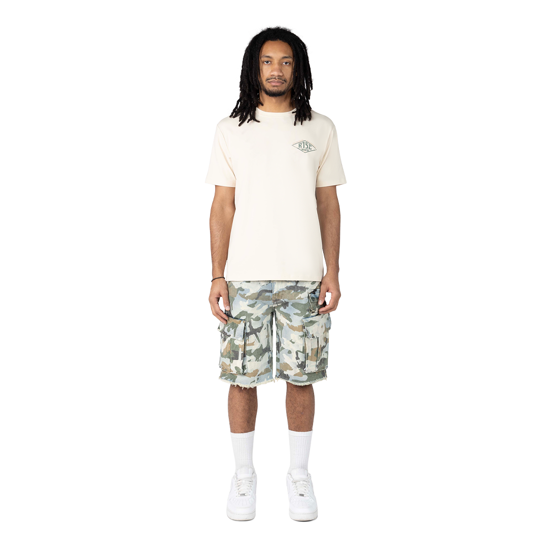 SMOKE RISE CAMO CARGO DENIM SHORT MULTI COLORS
