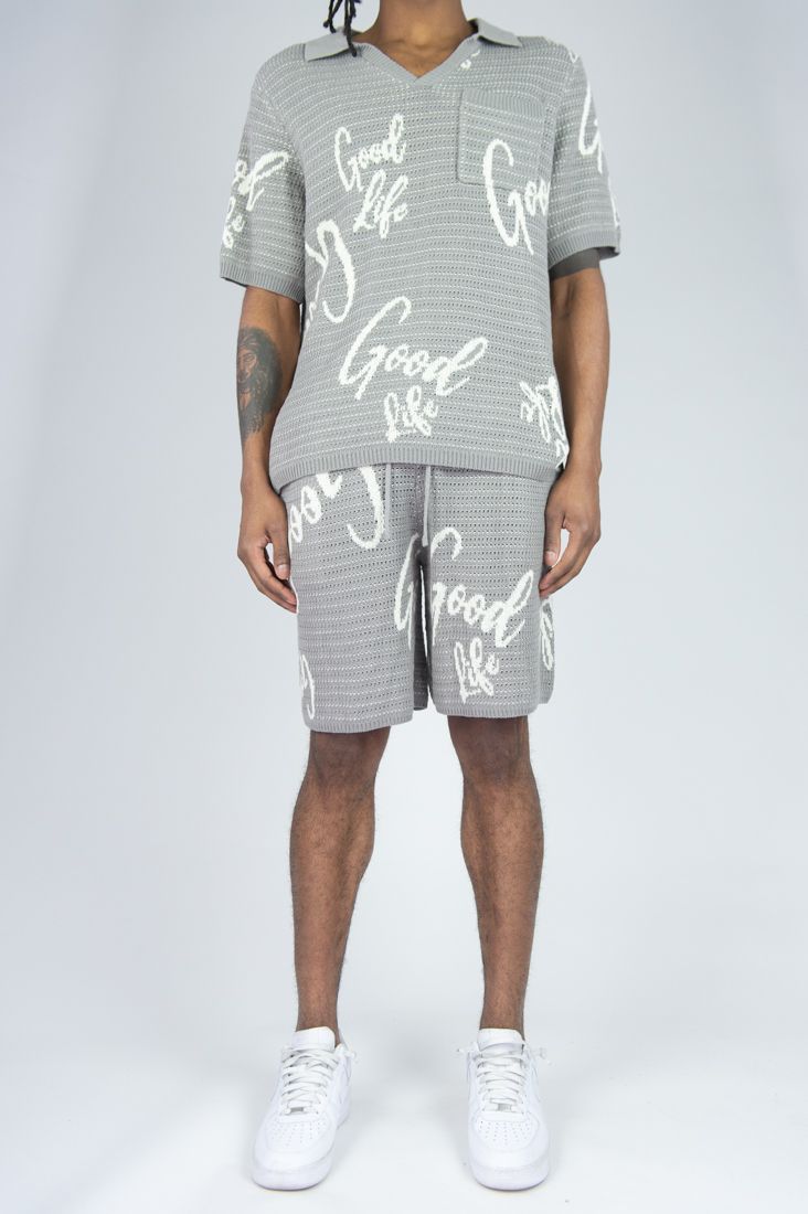 REBEL MINDS GOOD LIFE CROCHET POLO SHORT SET