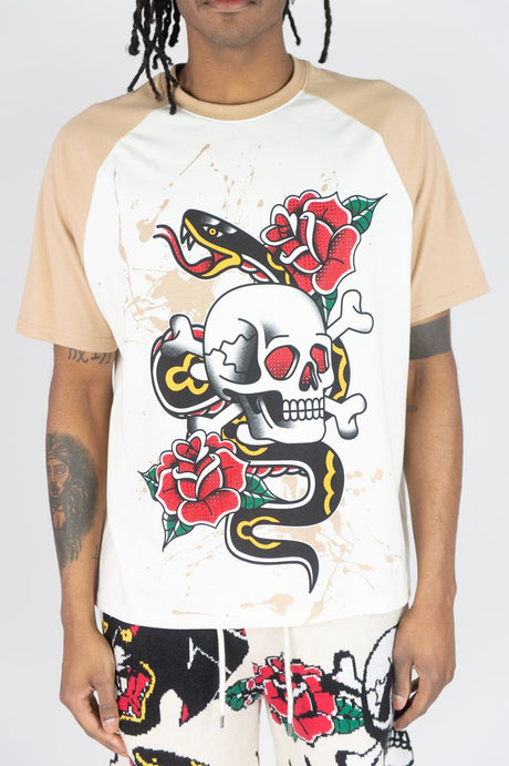 REBEL MINDS SERPENT SKULL SWEATER SHORT SET