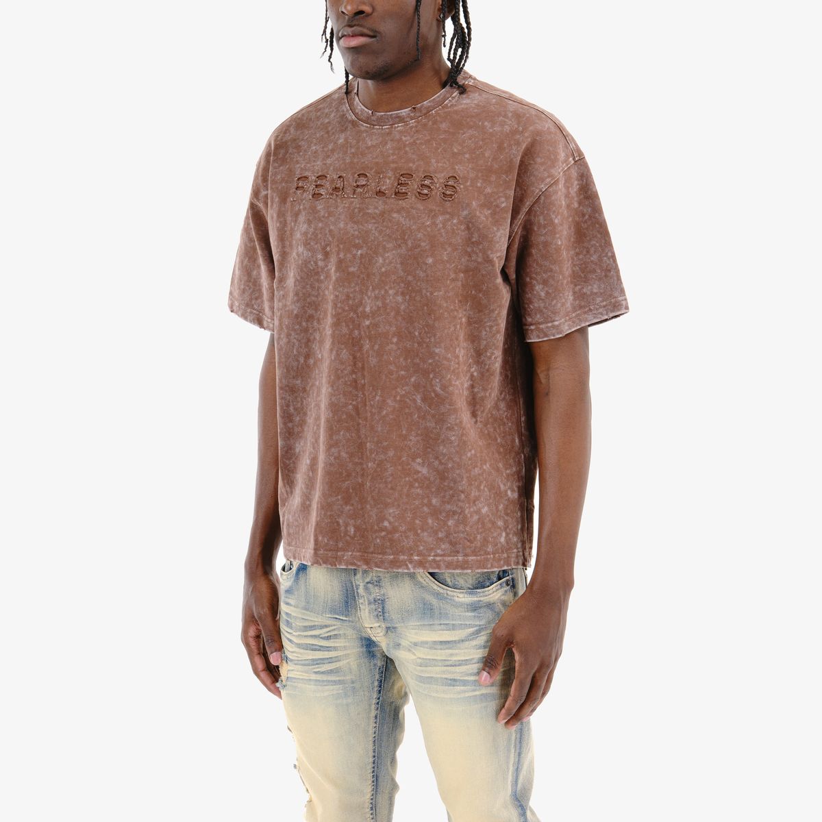 COPPER RIVET ACID WASH FEARLESS T-SHIRT MULTI COLORS