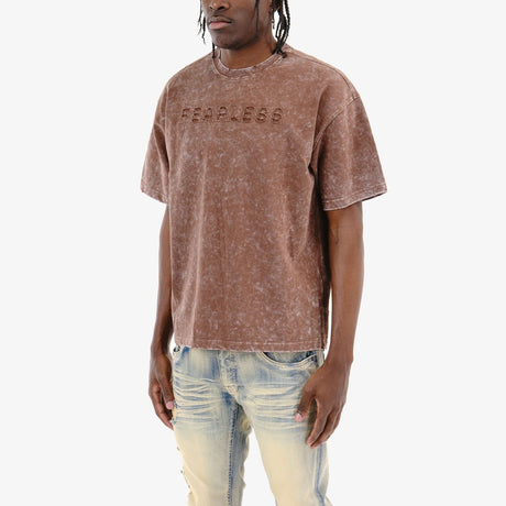 COPPER RIVET ACID WASH FEARLESS T-SHIRT MULTI COLORS