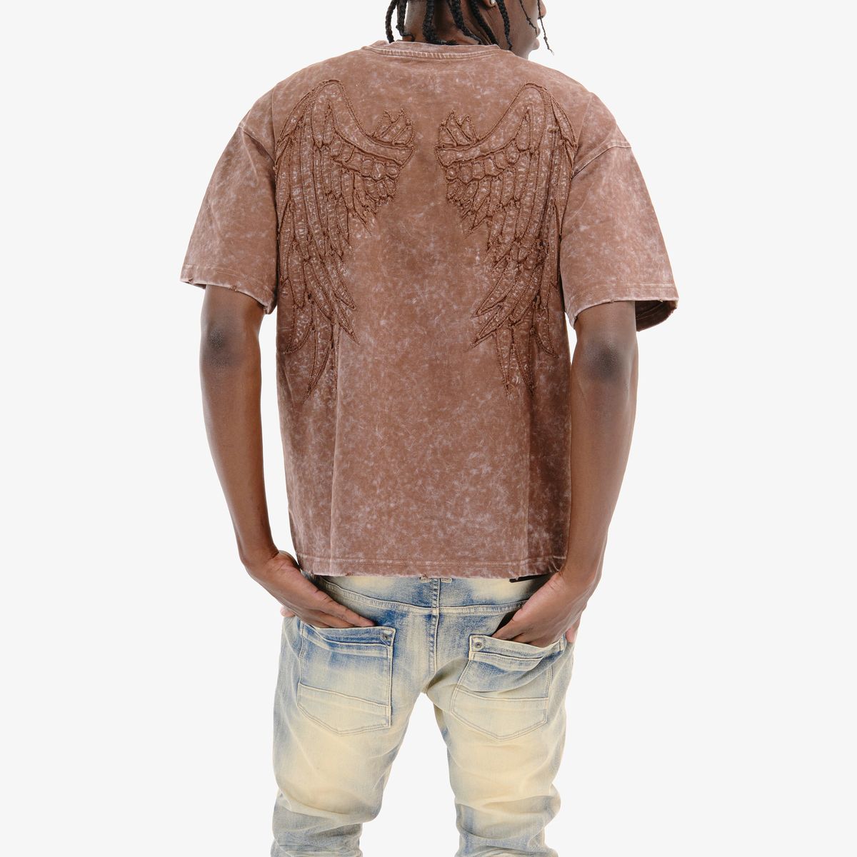 COPPER RIVET ACID WASH FEARLESS T-SHIRT MULTI COLORS