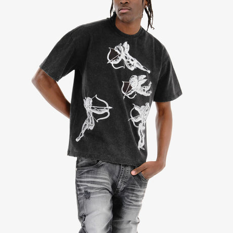 COPPER RIVET ACID WASH CUPID T-SHIRT MULTI COLORS